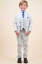 Marc Darcy Boyswear Bromley Boy Three Piece Suit STONE front view