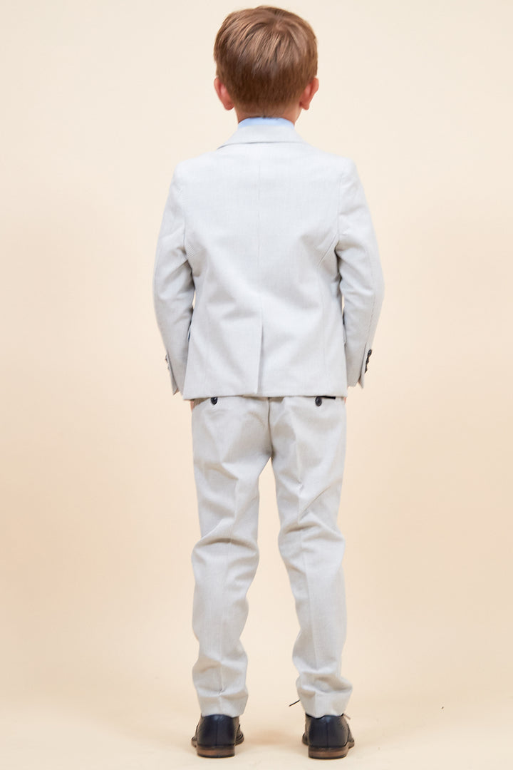 Marc Darcy Boyswear Bromley Boy Three Piece Suit STONE detail view