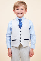 Marc Darcy Boyswear Bromley Boy Three Piece Suit STONE back view