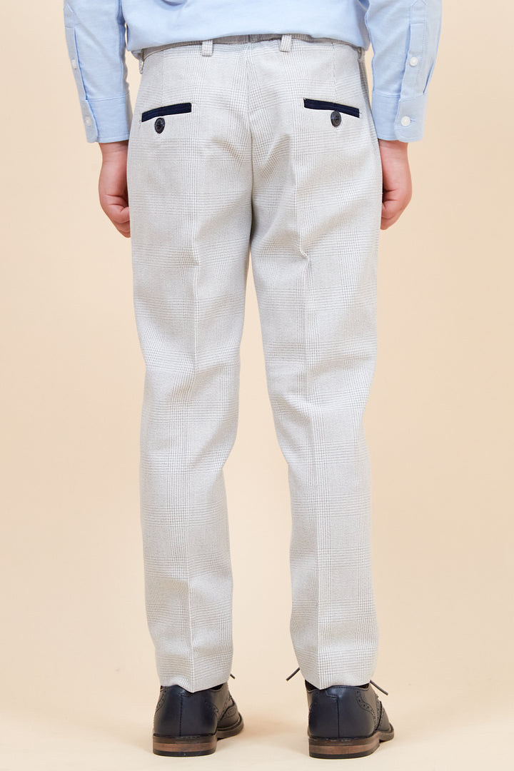 Bromley Boy Three Piece Stone Colour Suit-Trousers back view
