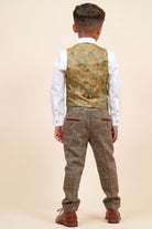 Marc Darcy Boyswear Ted Kids 3 Piece Check Tweed Suit TAN alternate view