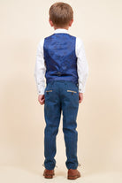 Marc Darcy Boyswear Dion Boy 3 Piece Blue Tweed Suit Blue side view