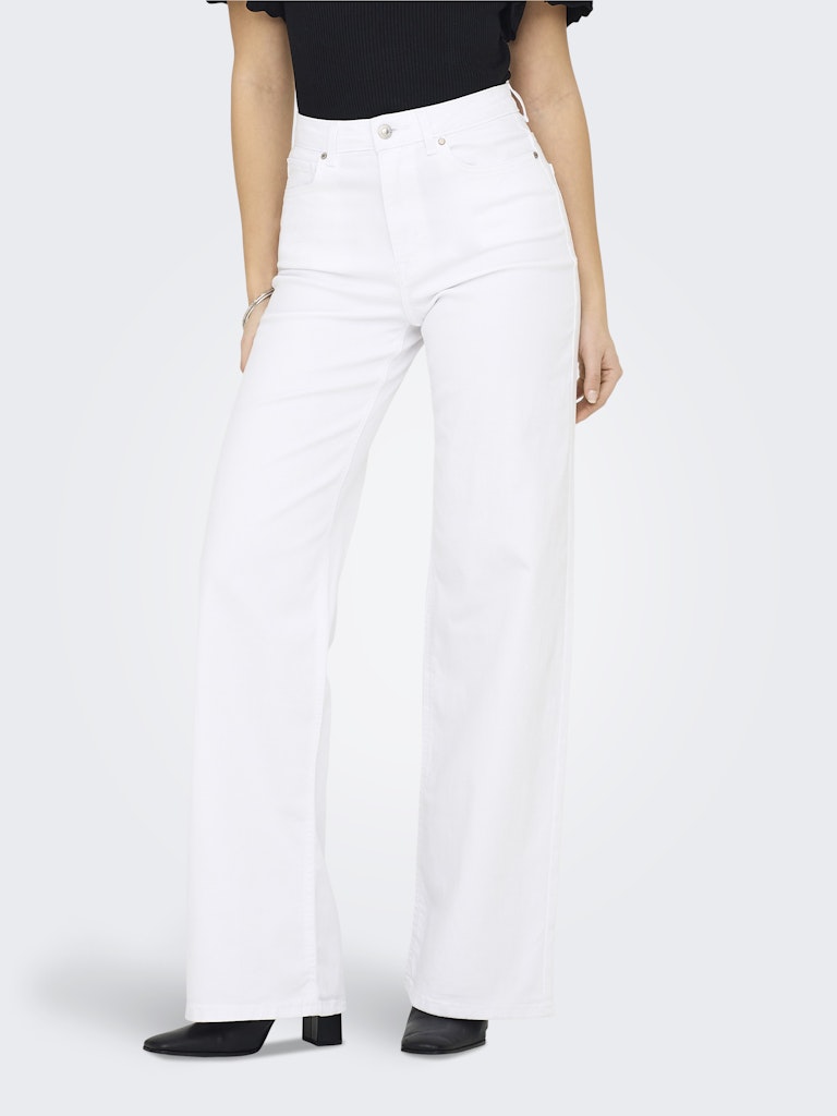 ONLY Madison white high waist wide leg denim jeans front model view