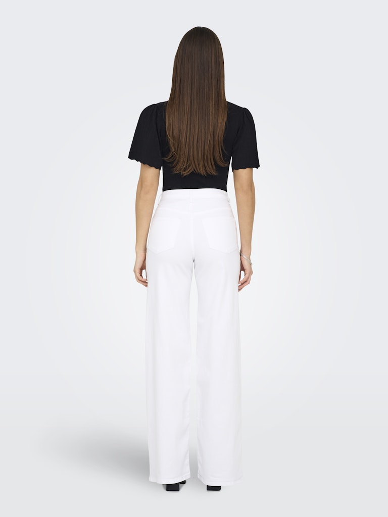 ONLY Madison white high waist wide leg denim jeans back model view