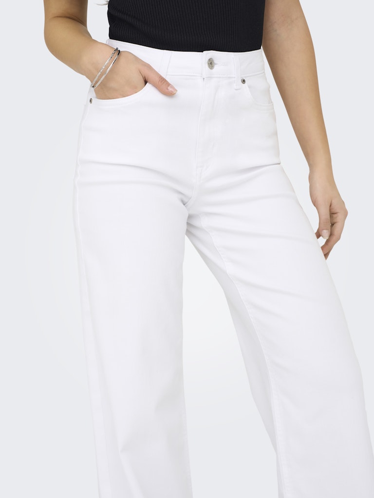 ONLYMadison white high waist wide leg denim jeans waistband and pocket detail