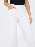 ONLY Madison White High Waist Wide Leg Denim Jeans WHITE side view
