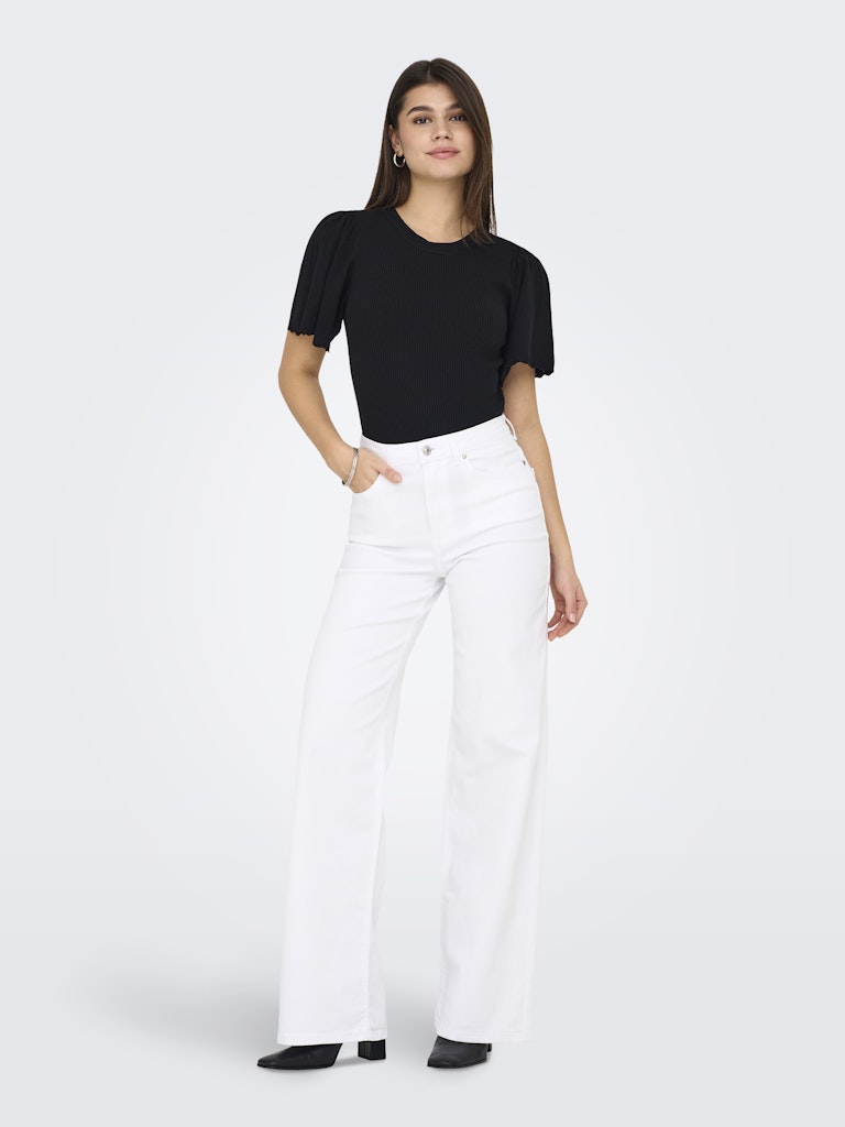 ONLY Madison White High Waist Wide Leg Denim Jeans full length model view