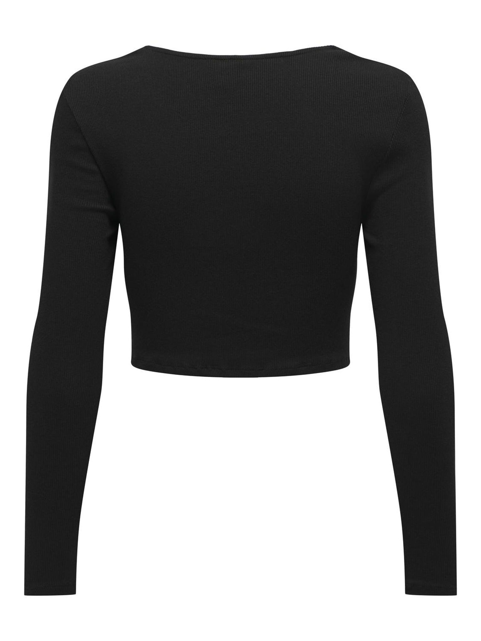 ONLY Mindy Long Sleeve Rib Top in Black full length model view