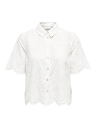 ONLY Valais Short Sleeve Shirt Wvn in Cloud Dancer front view