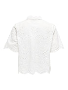 ONLY Valais Short Sleeve Shirt Wvn in Cloud Dancer back view