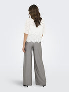 ONLY Valais Short Sleeve Shirt Wvn in Cloud Dancer back model view