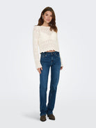 ONLY Elke Life Pullover Knit in Birch full length model view