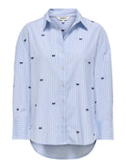 ONLY Oregon Zeidi Long Sleeve Bow Shirt - Serenity - ghost  front view