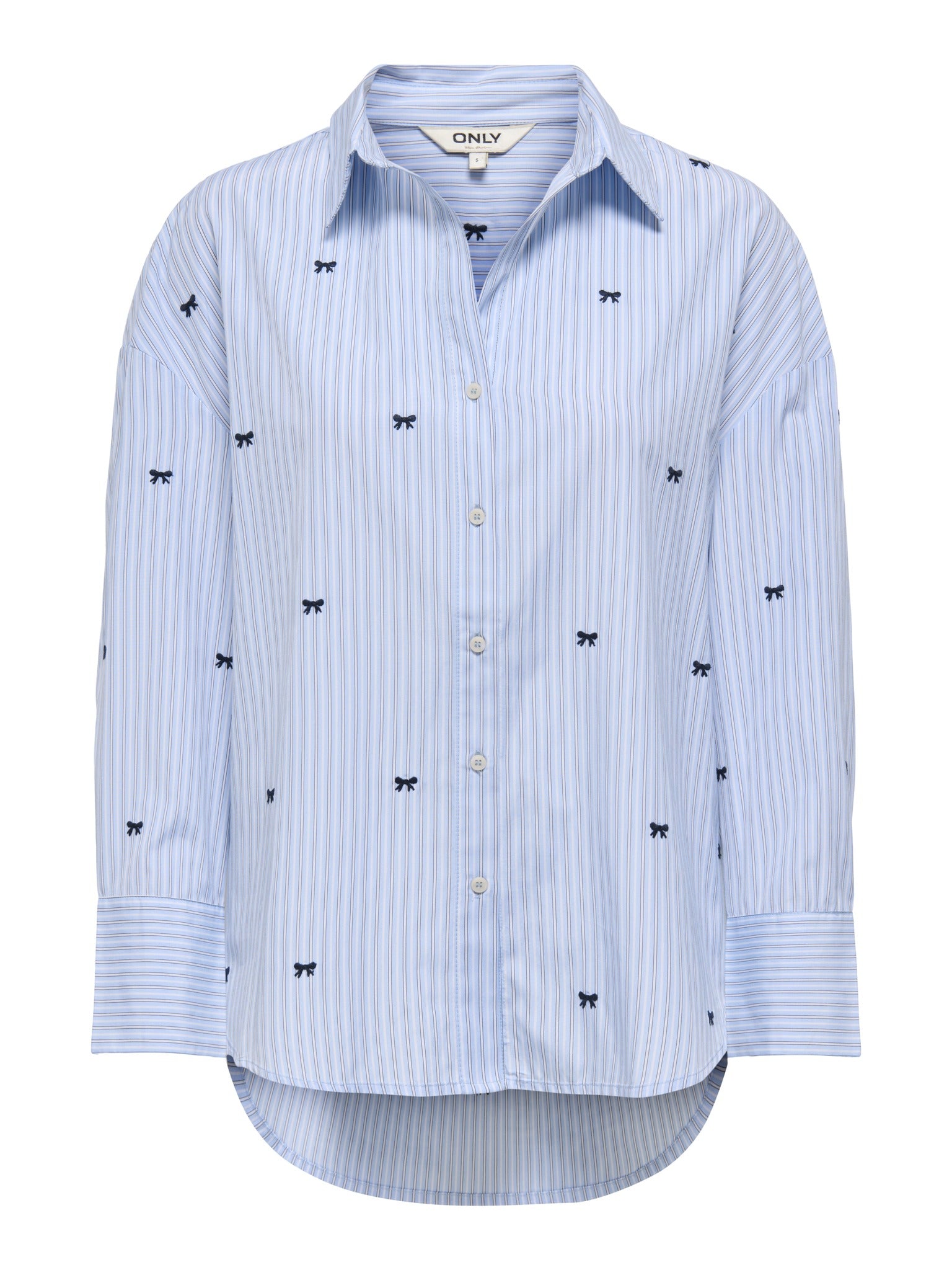 ONLY Oregon Zeidi Long Sleeve Bow Shirt - Serenity - ghost  front view
