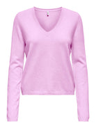 ONLY Loyal V-neck Pullo Knit- Super Pink / Melange Super Pink/Melange alternate view