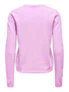 ONLY Loyal V-neck Pullo Knit- Super Pink / Melange Super Pink/Melange flat front view