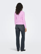 ONLY Loyal V-neck Pullo Knit- Super Pink / Melange Super Pink/Melange side view