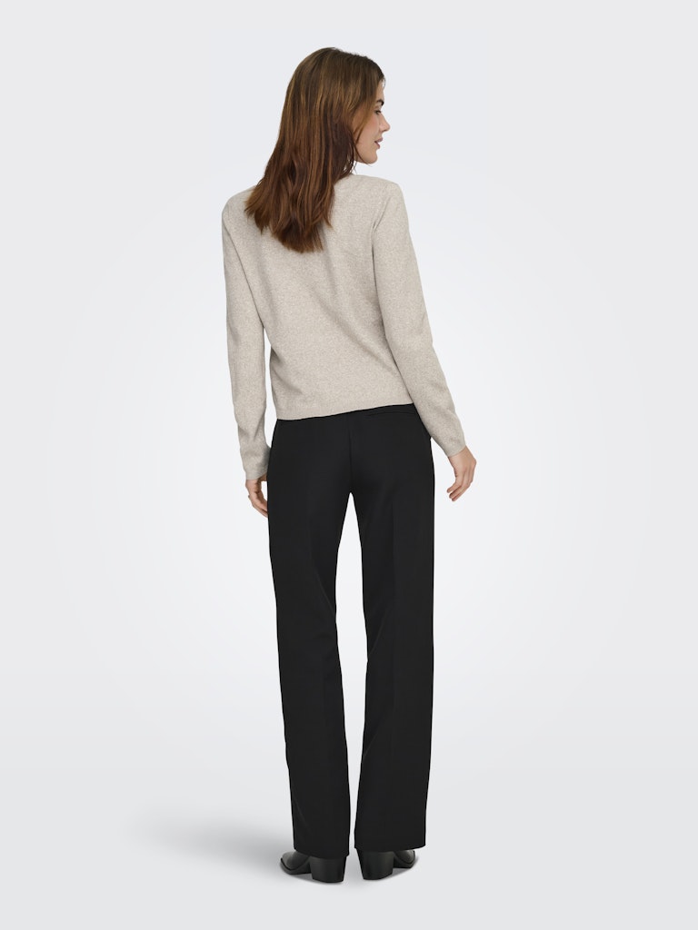 ONLY Loyal v-neck Pullover Knit in Beige Melange back model view