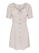 ONLY Emmia Short Sleeve Embroidered Short Dress Print in Pumice Stone DELICIOSO DOT front view