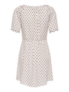 ONLY Emmia Short Sleeve Embroidered Short Dress Print in Pumice Stone DELICIOSO DOT back view