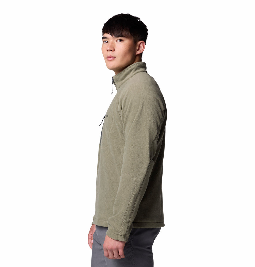 Columbia Mens Fast Trek III Half Zip Fleece in Stone Green, side model view