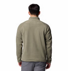 Columbia Mens Fast Trek III Half Zip Fleece in Stone Green, back view worn by model