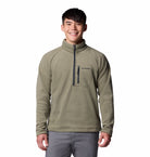 Columbia Mens Fast Trek III Half Zip Fleece in Stone Green, front view worn by model