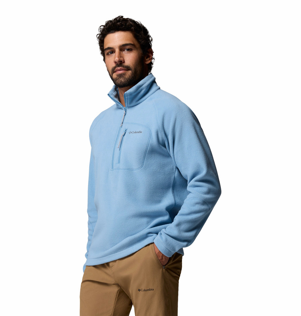 Columbia Fast Trek III half zip fleece in Rainy Day, angled model view