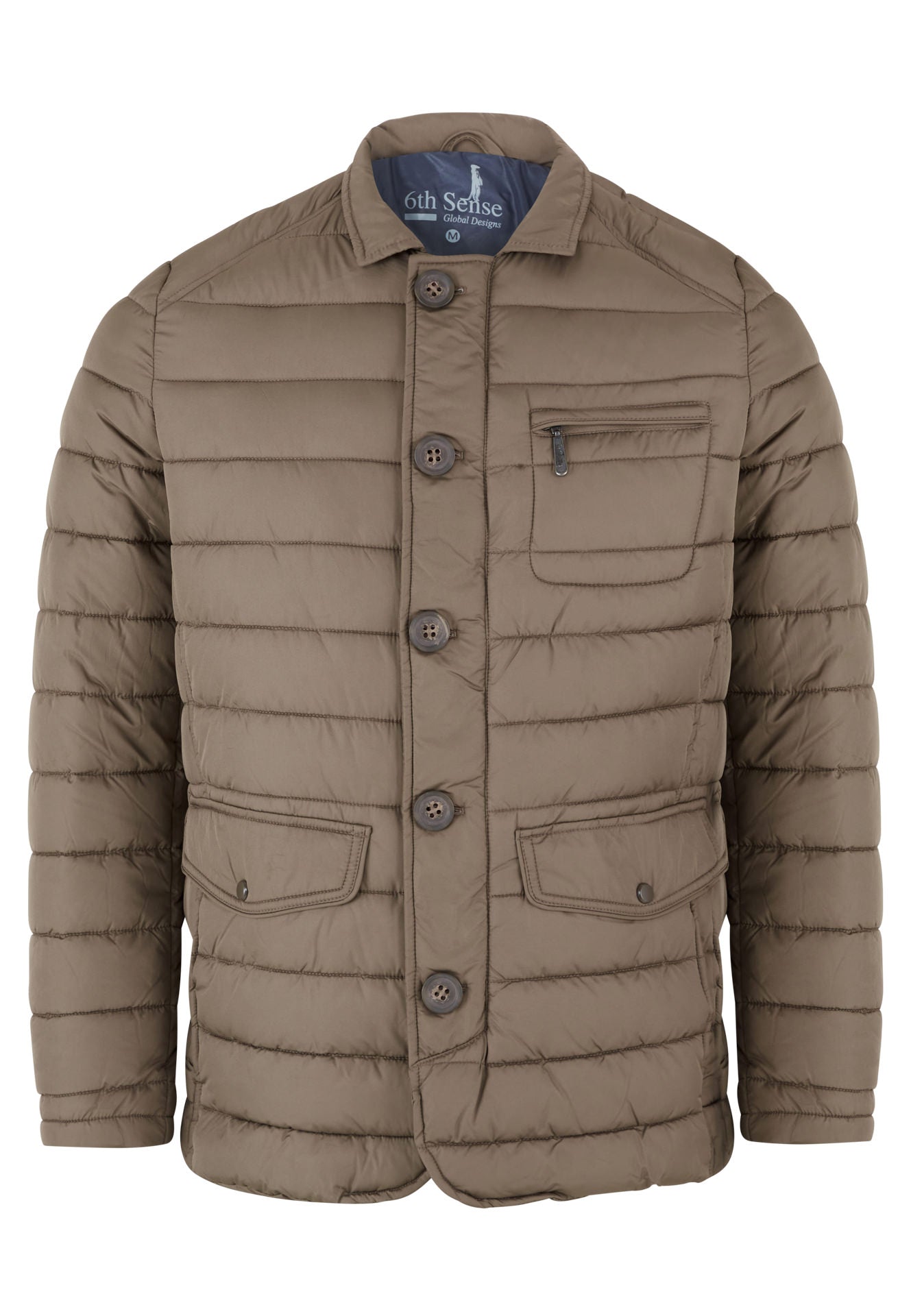 Men's Chocolate Puffer Jacket-Front View