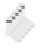 JACK & JONES Regen Sports Socks 5 Pack in White with black stripe group view
