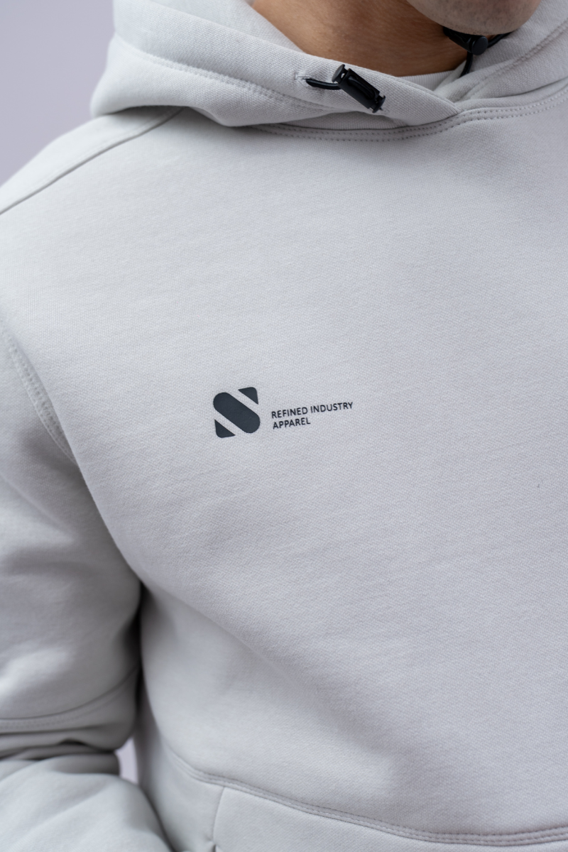 Supreme Being Diego Hood Powder Grey, first logo view