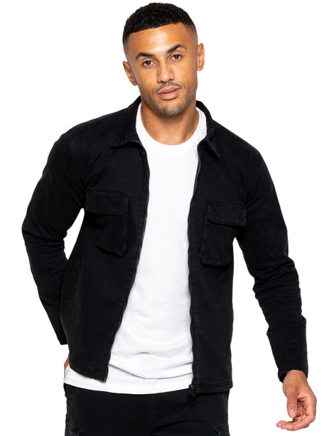 Nova Black Cargo Overshirt Jacket