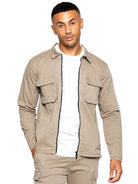ENZO Nova Beige Cargo Overshirt Jacket Beige side view