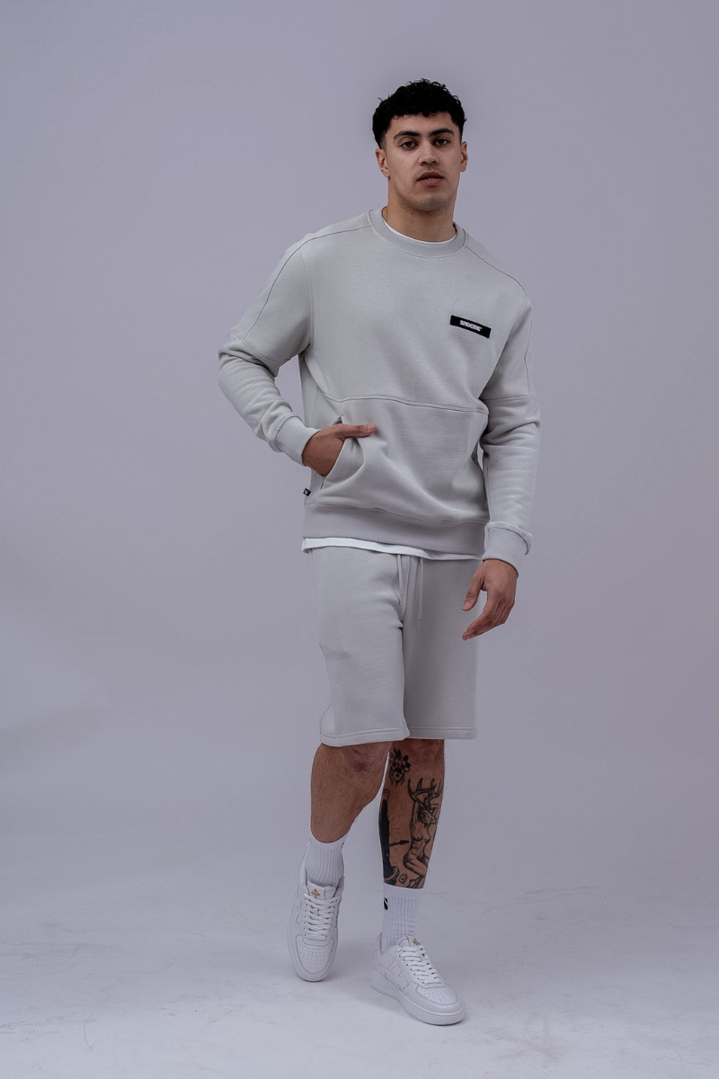 Men's Fabio Sweatshirt - Powder Grey-Model Full Front View