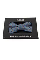 Zazzi Boys Silver/Blue Bow & Pocket Square Silver/Blue front view