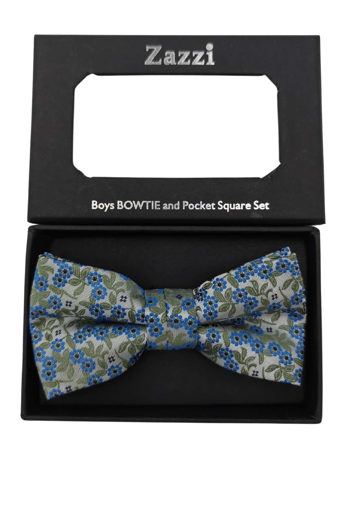 Boys Sage / Blue Bow & Pocket Square-Closer View
