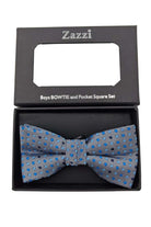 Zazzi Boys Silver/Blue Bow & Pocket Square Silver/Blue model front view