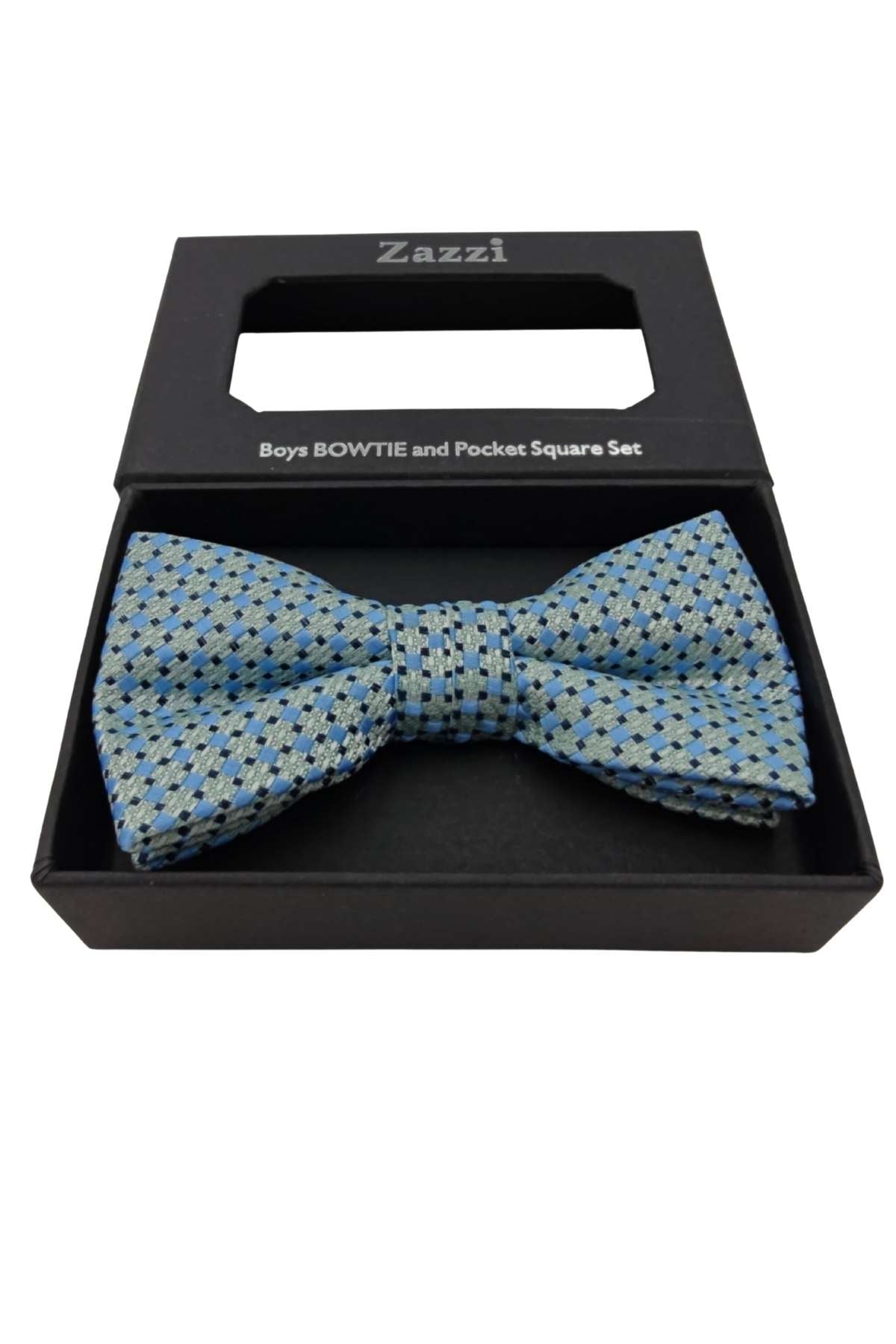 Boys Mint/Blue Bow & Pocket Square-Closer View