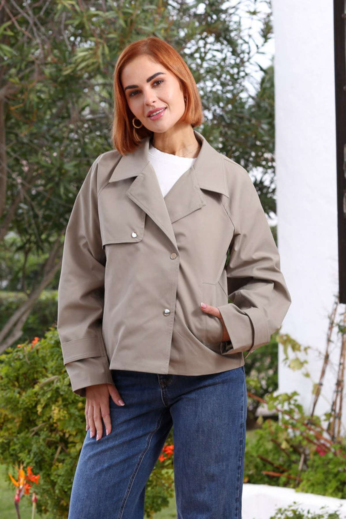 Ladies Octavia Green Jacket-Model Front View