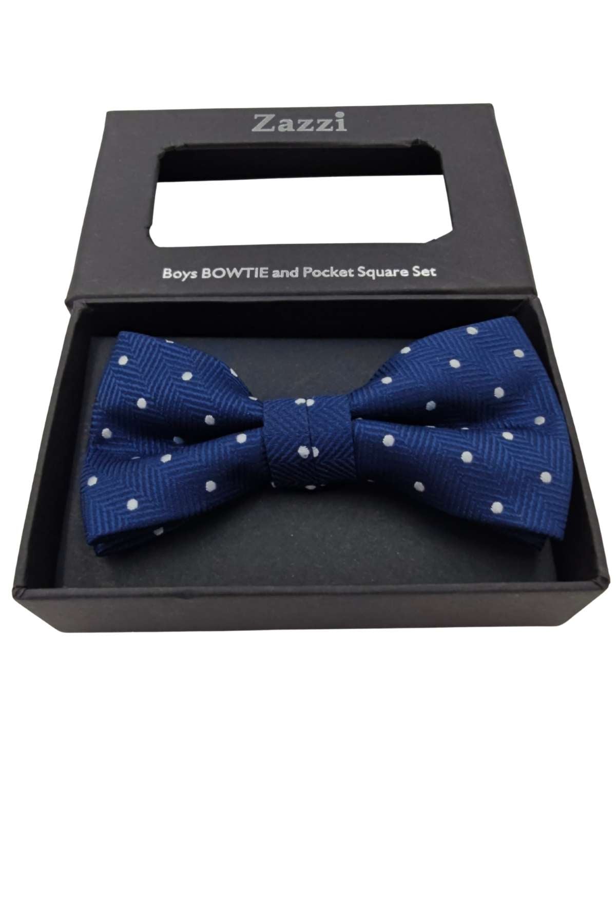 Zazzi Boys Navy Polka Dot Bow & Pocket Square Navy detail view