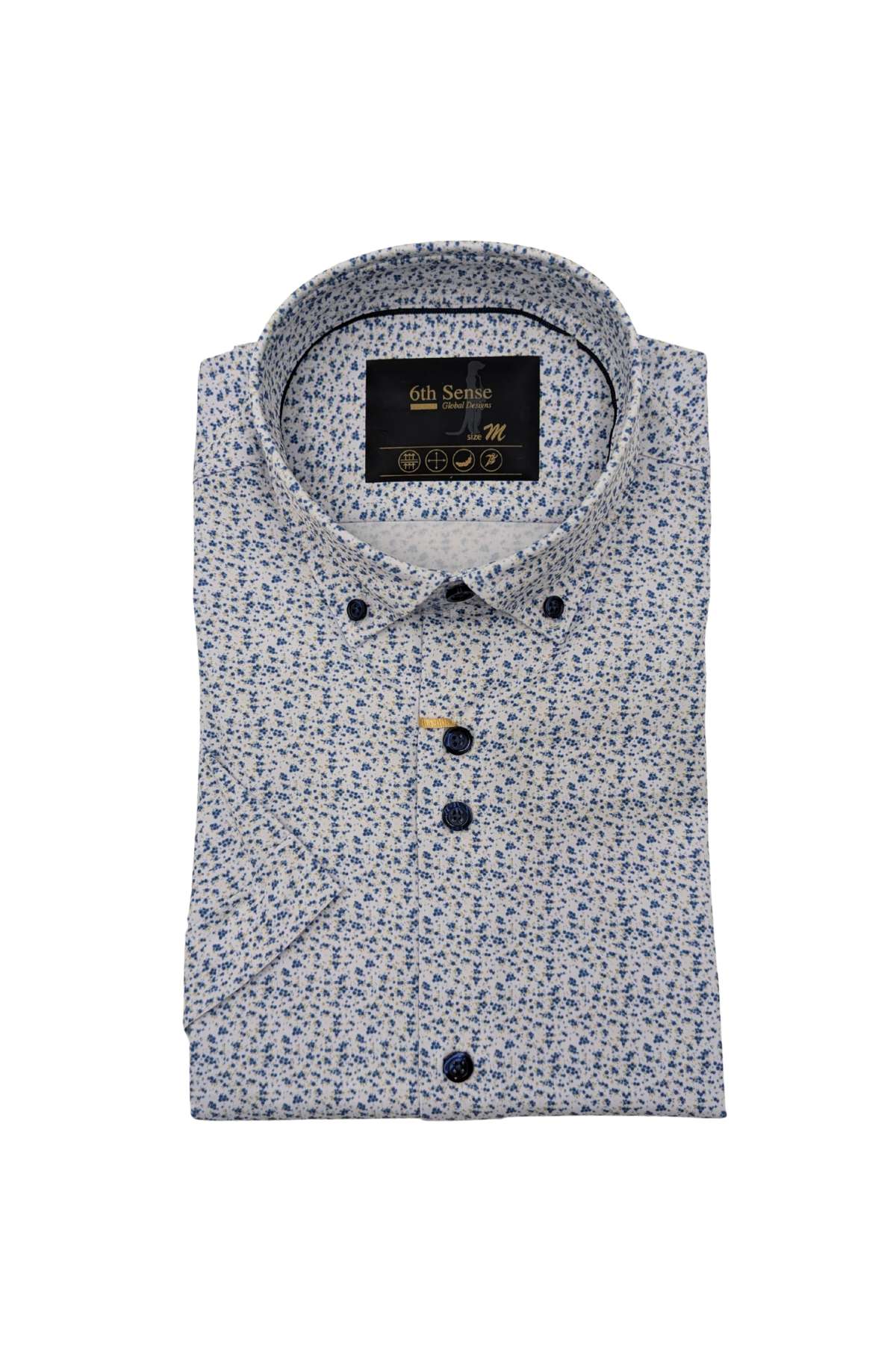 Men's 6th Sense Navy/Tan/White Short Sleeve Shirt-Front View