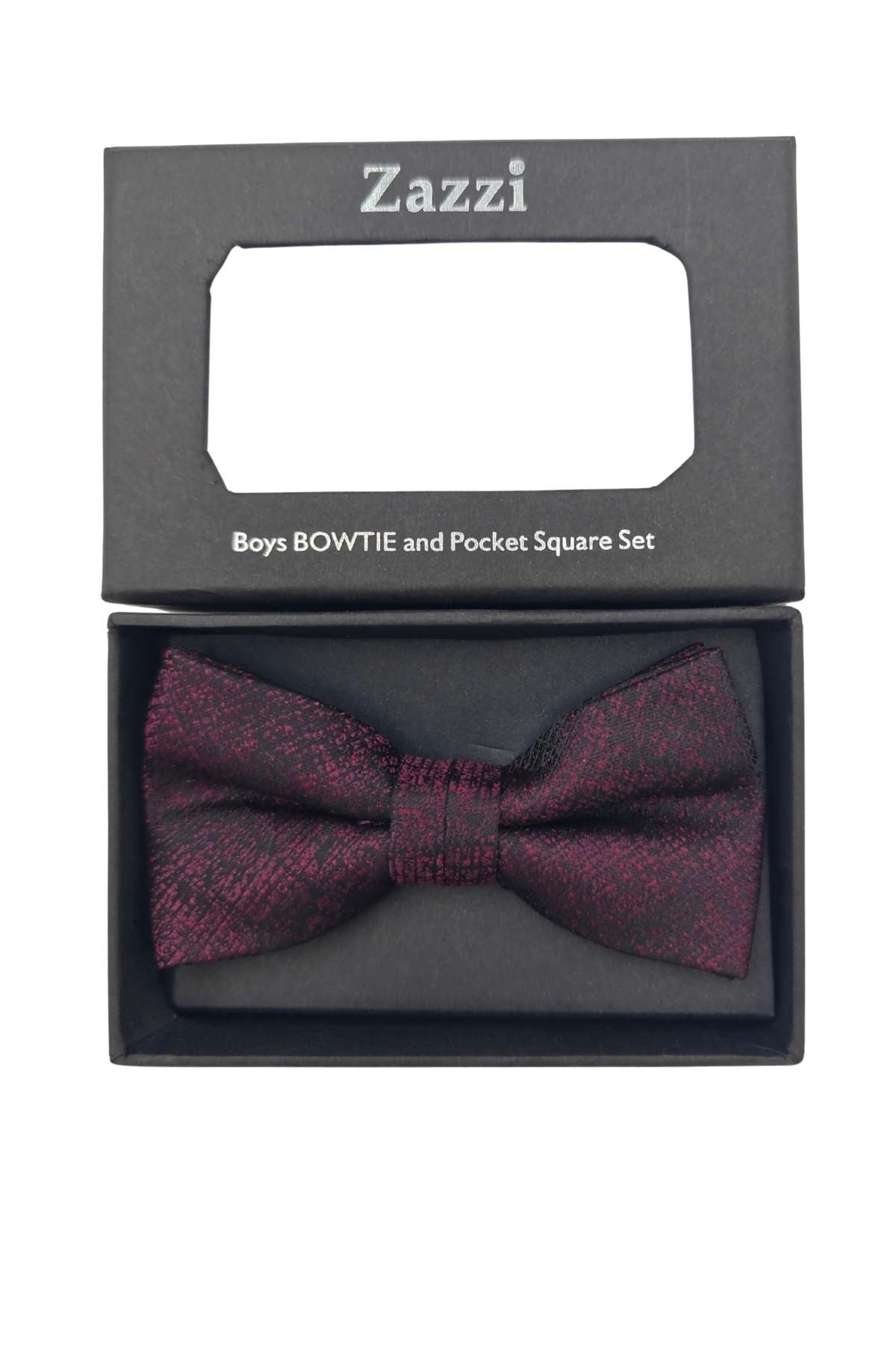 Zazzi Boyswear Wine Zazzi Boys Bow & Pocket Square Set WINE front view