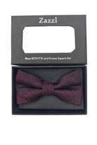 Zazzi Boyswear Wine Zazzi Boys Bow & Pocket Square Set WINE front view