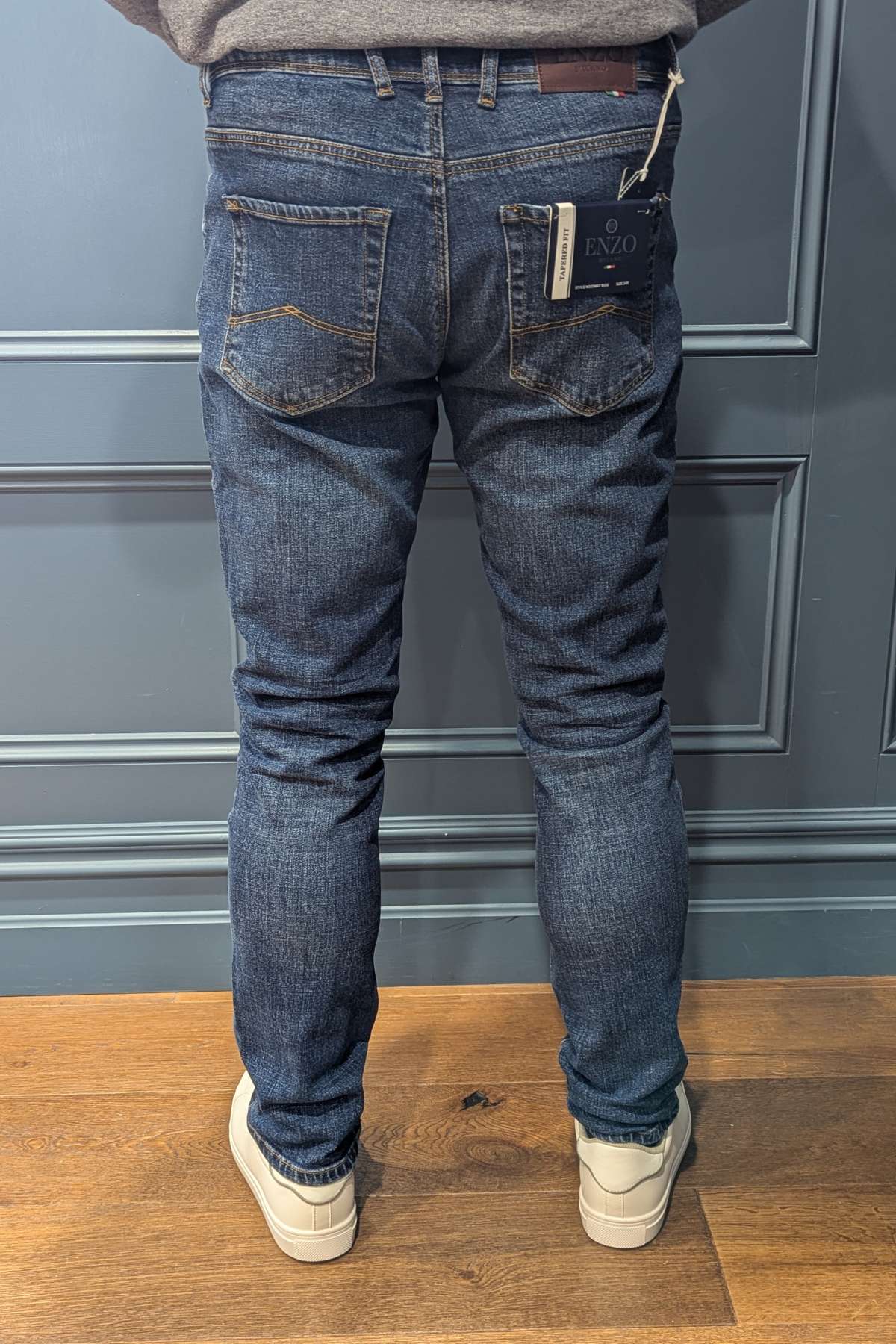 Men's Enzo Mid Stone Wash Jeans-Back View