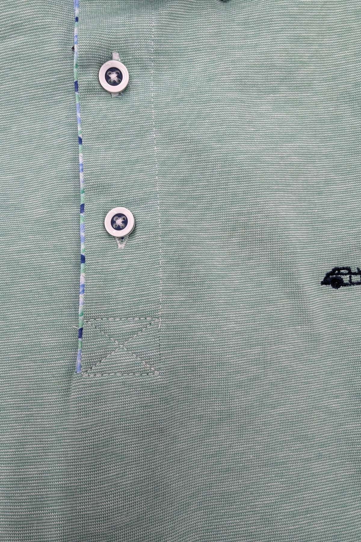 DARIO BELTRAN Dario Beltran Algodon Green Plain Polo Green model front view