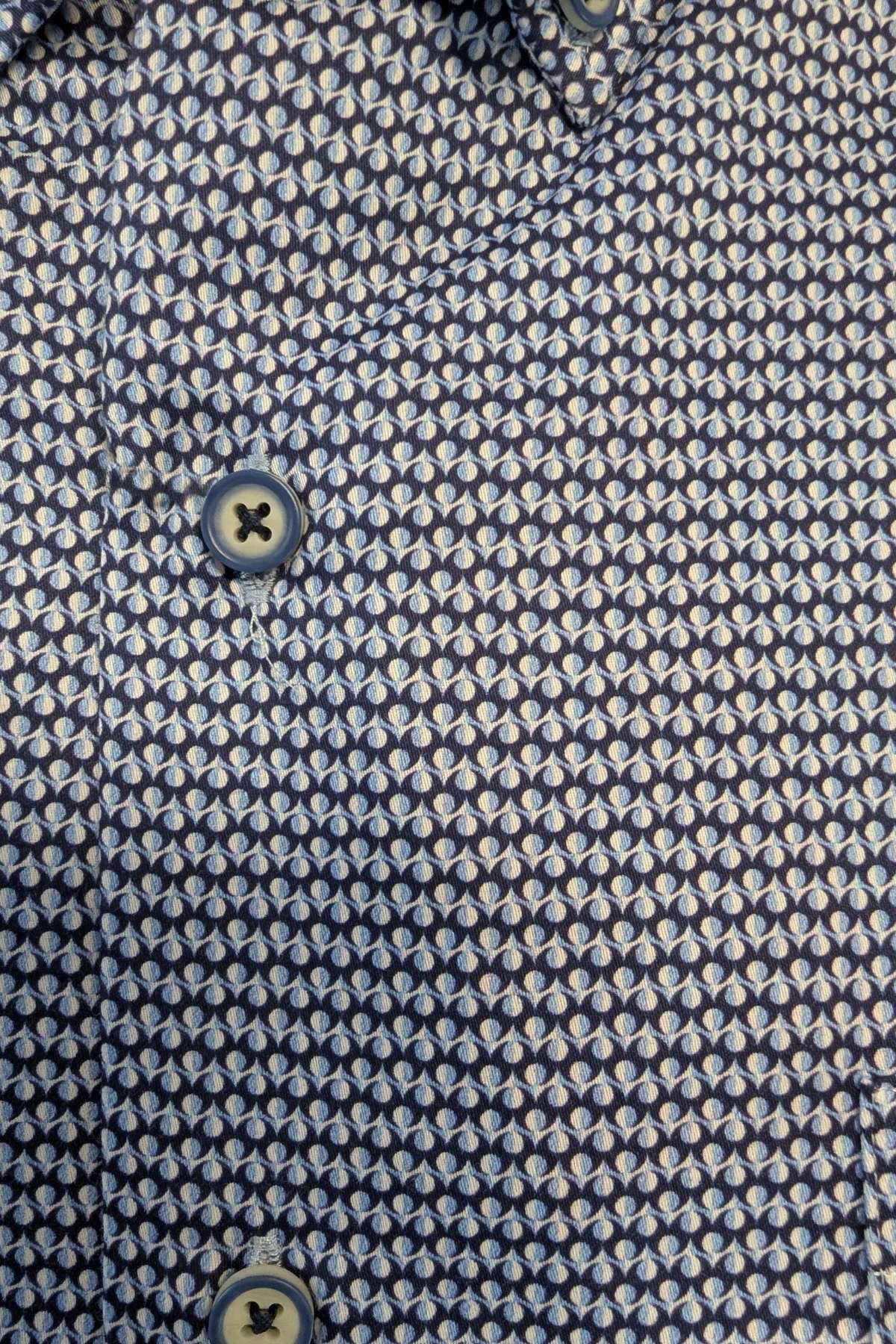 DARIO BELTRAN Coger Navy/Blue/White Short Sleeve Shirt Navy/Blue/White model front view