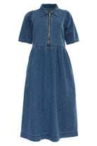 RANT & RAVE LADIES Jade Midi Blue Dress MID BLUE back view