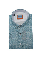 DARIO BELTRAN Amiga Teal/White Short Sleeve Shirt Teal/White front view