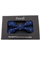 Zazzi Boys Navy Polka Dot Bow & Pocket Square Navy front view