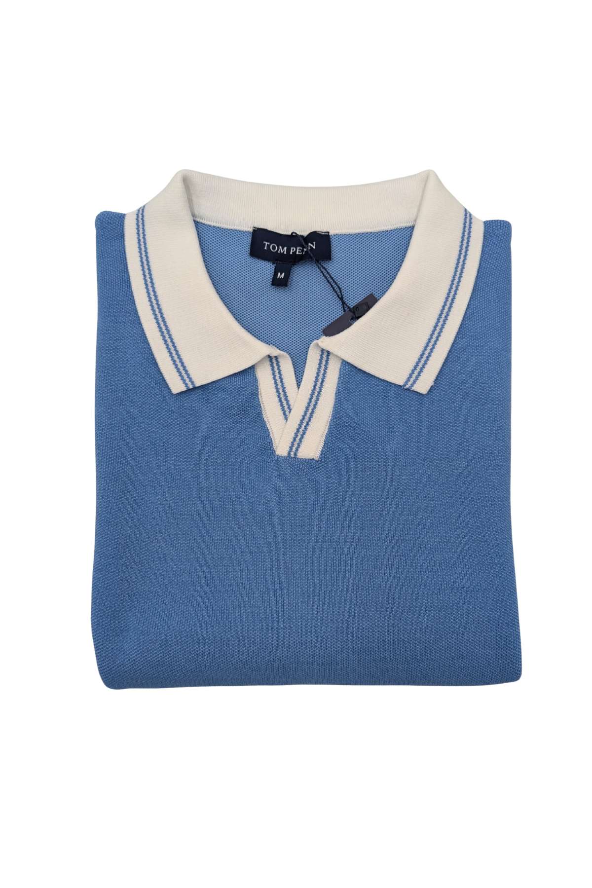 Men's V-Neck Sky Polo-Front View